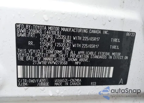 2023 Toyota Rav4 Xle из США, поврежденный, VIN 2T3W1RFV4PW279568